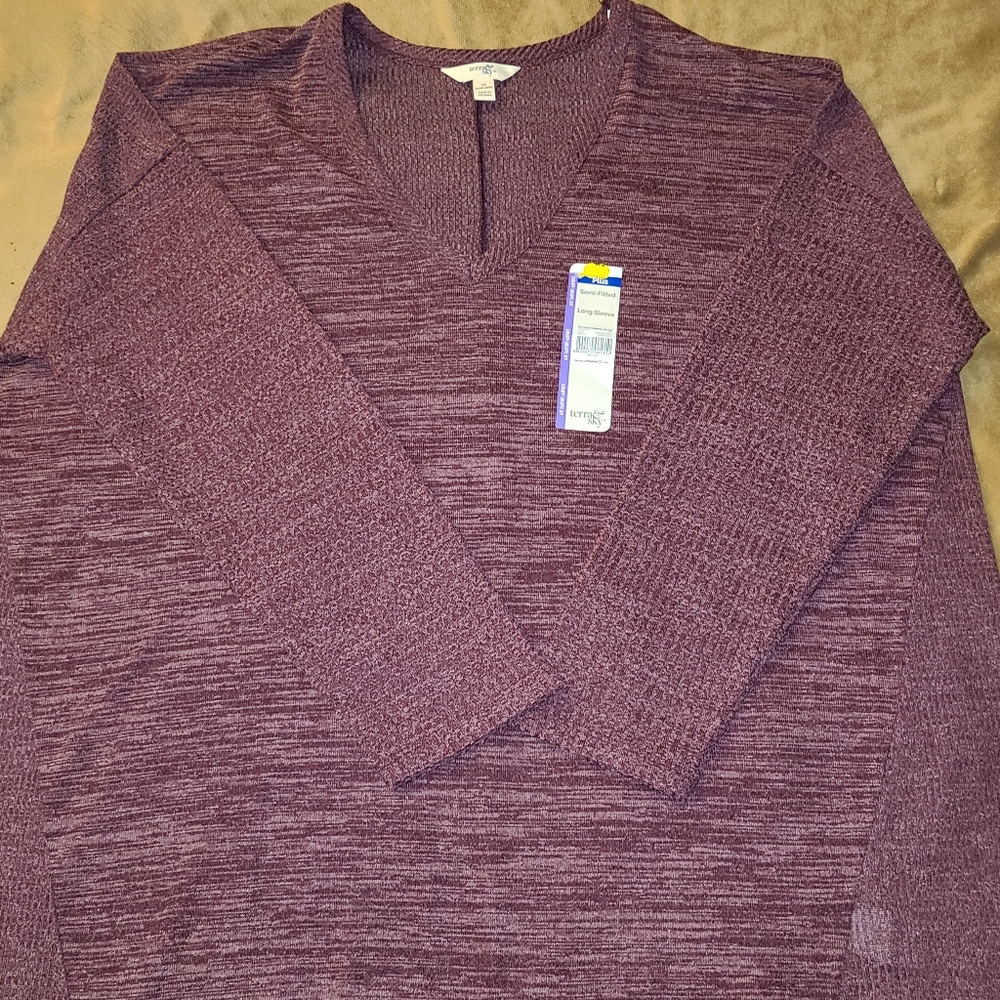 Terra&Sky Women V Neck Thermal Top